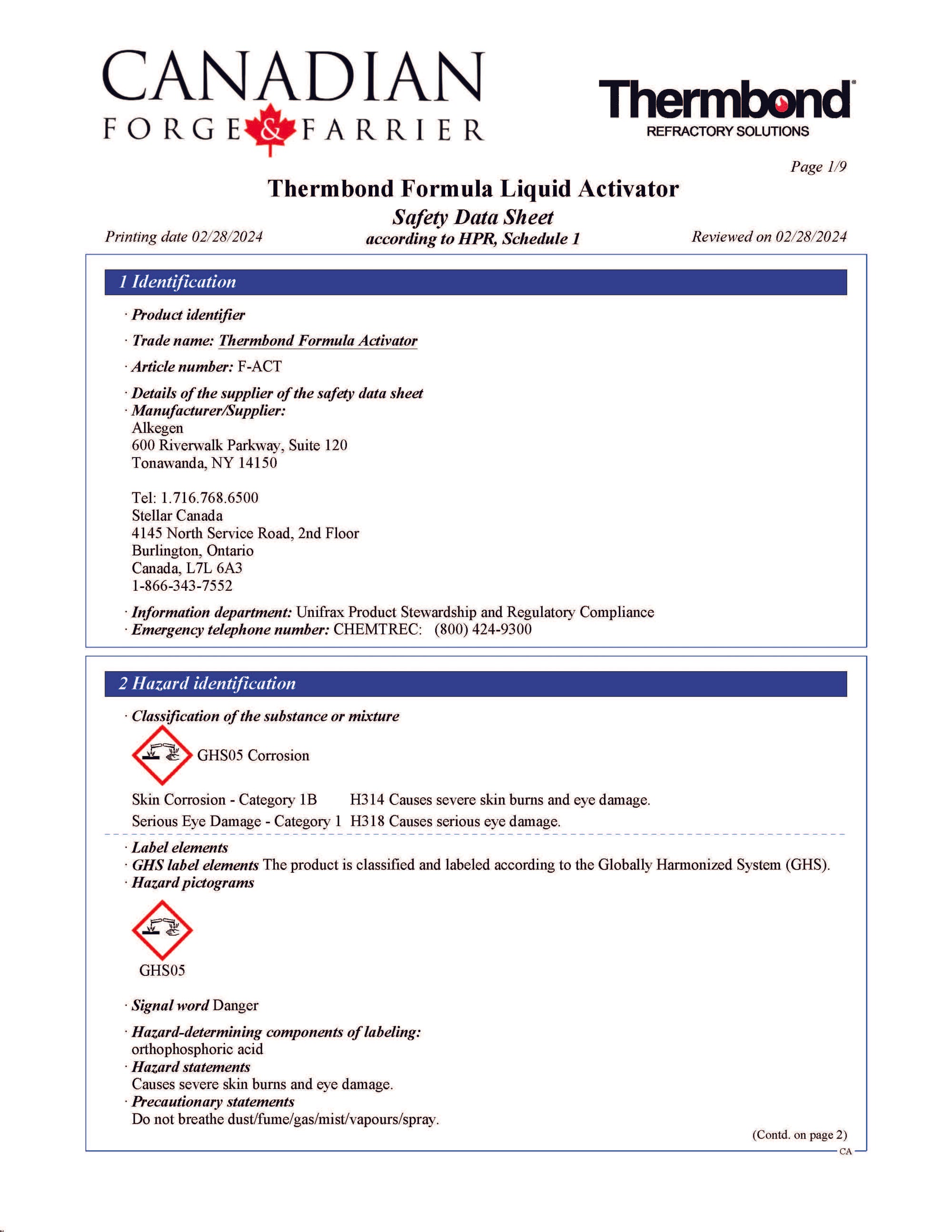 ThermBond Phosphate-Bonded 2 Component Adhesive Refractory - R (3400°F)