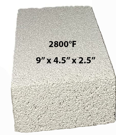 2800°F IFB Insulating Fire Bricks - 9 x 4.5 x 2.5"