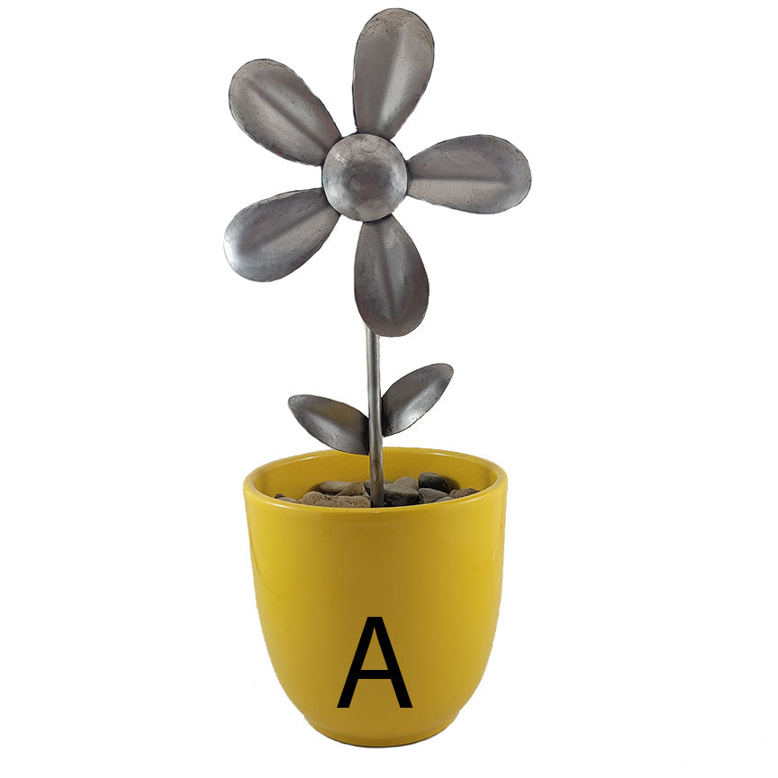 Handcrafted Metal Flower in a Pot