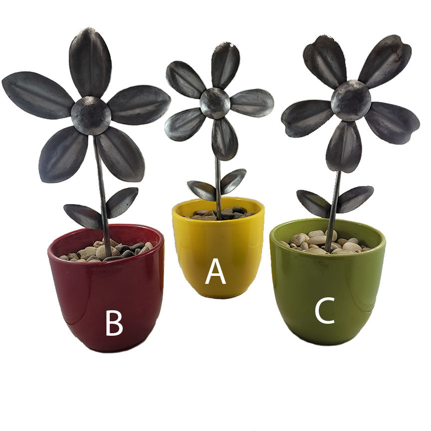 Handcrafted Metal Flower in a Pot