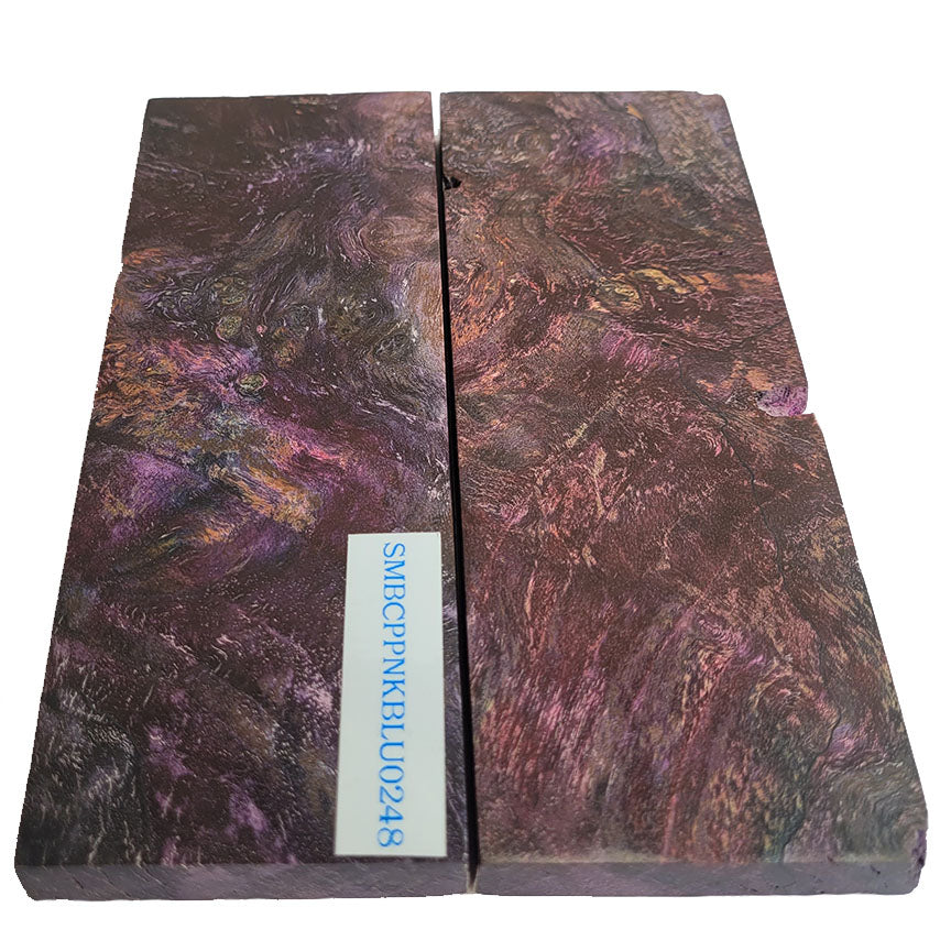 Knife Handle Split Scale Block - Spalted Maple Burl SMBCPPNKBLU0248