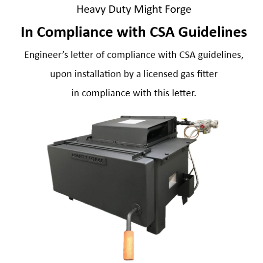 Installer's Certificate - Mighty Forge engineered compliant to CSA guidelines